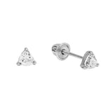 SALE - 10k Solid Gold CZ Trillion Studs - White Gold - Earrings - Ofina