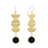 Half Moon Drop Black Onyx Stone Earrings - - Earrings - Ofina