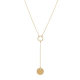 SALE - Y-Drop Disc Necklace - Short / Gold - Necklaces - Ofina