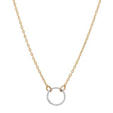 Tiny Diamond Cut Circle Necklace - Choker / Silver Circle Gold Chain - Necklaces - Ofina