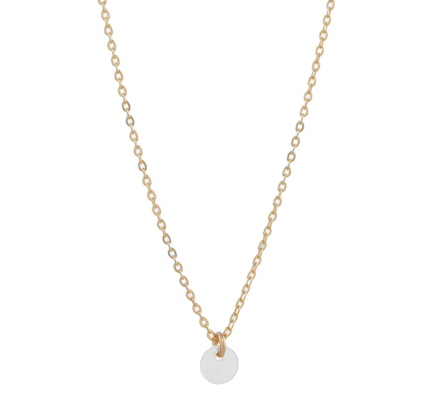 Single Disc Necklace - Silver Disc l Gold Chain - Necklaces - Ofina