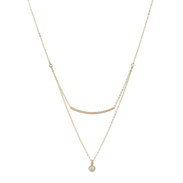 Double Strand Tube + CZ Necklace - Long Tube - Necklaces - Ofina