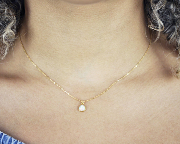 Teardrop Opal Necklace - - Necklaces - Ofina