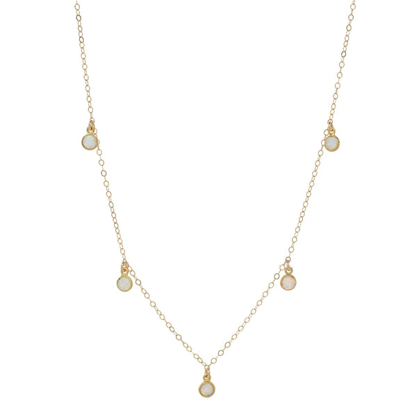 5 Dangle Round Opal Choker - - Necklaces - Ofina
