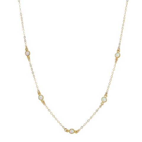 Tiny Circle Opal Choker - - Necklaces - Ofina