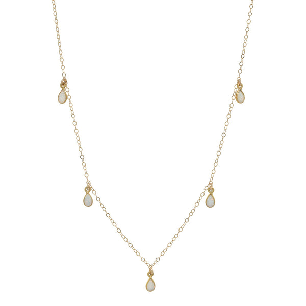 5 Dangle Opal Teardrop Choker - Gold - Necklaces - Ofina