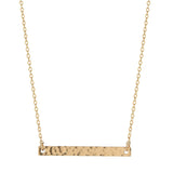 SALE - Thin Bar Necklace - Hammered / Gold - Necklaces - Ofina