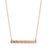 SALE - Thin Bar Necklace - Hammered / Rosegold - Necklaces - Ofina