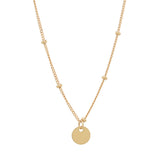 Solid Gold Tiny Disc Ball Chain Necklace - Yellow Gold - Necklaces - Ofina
