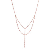 Double Layer Geometric Cable Link Y-Necklace - Rosegold - Necklaces - Ofina