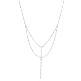 Double Layer Geometric Cable Link Y-Necklace - Silver - Necklaces - Ofina