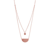 Double Layer Half Circle & Ball Necklace - Rosegold - Necklaces - Ofina