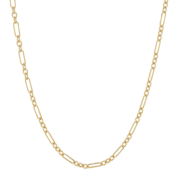Elongated Oval & Round Link Chain Necklace - Gold / 15" - Necklaces - Ofina