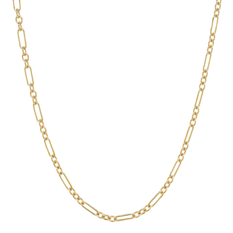Elongated Oval & Round Link Chain Necklace - Gold / 15" - Necklaces - Ofina