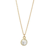 SALE - Tiny Bezel Stone Necklace (more colors) - Gold / Clear Quartz - Necklaces - Ofina