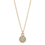 SALE - Tiny Bezel Stone Necklace (more colors) - Gold / Moonstone - Necklaces - Ofina