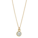 SALE - Tiny Bezel Stone Necklace (more colors) - Gold / Opal - Necklaces - Ofina