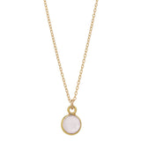 SALE - Tiny Bezel Stone Necklace (more colors) - Gold / Rose Quartz - Necklaces - Ofina