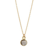 SALE - Tiny Bezel Stone Necklace (more colors) - Gold / Smoky Quartz - Necklaces - Ofina