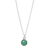 SALE - Tiny Bezel Stone Necklace (more colors) - Silver / Green Onyx - Necklaces - Ofina