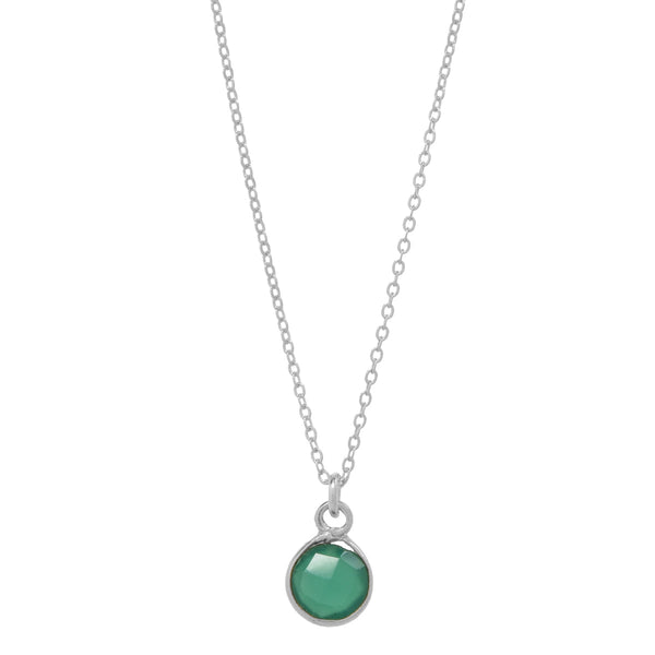 SALE - Tiny Bezel Stone Necklace (more colors) - Silver / Green Onyx - Necklaces - Ofina