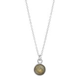 SALE - Tiny Bezel Stone Necklace (more colors) - Silver / Labradorite - Necklaces - Ofina