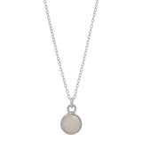 SALE - Tiny Bezel Stone Necklace (more colors) - Silver / Moonstone - Necklaces - Ofina