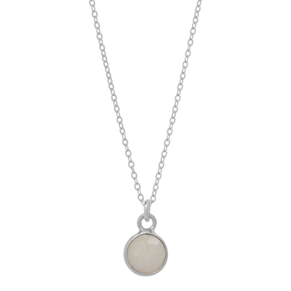 SALE - Tiny Bezel Stone Necklace (more colors) - Silver / Moonstone - Necklaces - Ofina