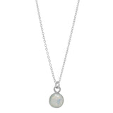 SALE - Tiny Bezel Stone Necklace (more colors) - Silver / Opal - Necklaces - Ofina
