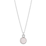 SALE - Tiny Bezel Stone Necklace (more colors) - Silver / Rose Quartz - Necklaces - Ofina