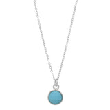 SALE - Tiny Bezel Stone Necklace (more colors) - Silver / Turquoise - Necklaces - Ofina