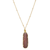SALE - Feather Stone Necklace (more colors) - Pink Mother of Pearl - Necklaces - Ofina