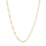 Split Oval Link & Double Thin Chain Necklace - - Necklaces - Ofina