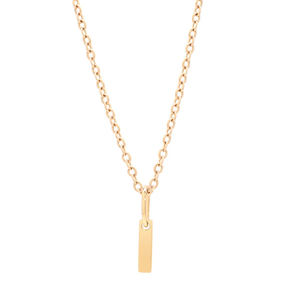 14k Solid Gold Tiny Flat Bar Necklace - - Necklaces - Ofina
