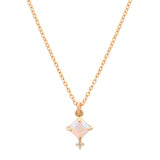 Square Prong Opal CZ Necklace - - Necklaces - Ofina