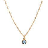 14k Solid Gold Blue Topaz Necklace - - Necklaces - Ofina
