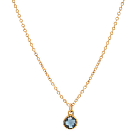 14k Solid Gold Blue Topaz Necklace - - Necklaces - Ofina