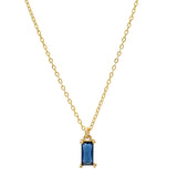 Tiny Blue Emerald Necklace - - Necklaces - Ofina