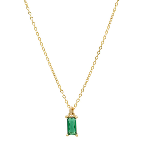 Tiny Green Emerald Necklace - - Necklaces - Ofina