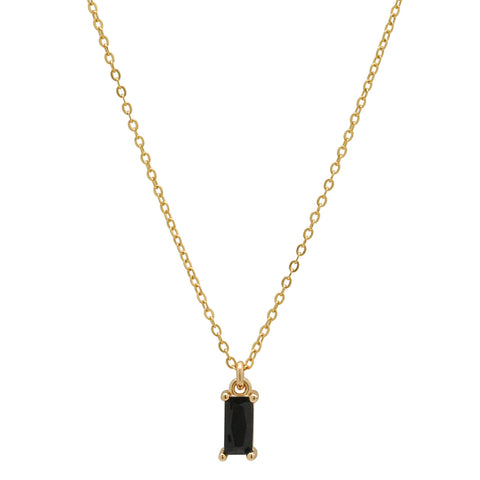 Tiny Black Emerald Necklace - - Necklaces - Ofina