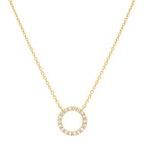 14k Solid Gold CZ Circle Cutout Necklace - Yellow Gold - Necklaces - Ofina