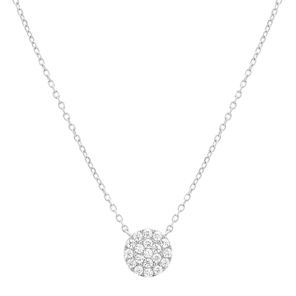 14k Solid Gold CZ Pave Necklace - White Gold - Necklaces - Ofina