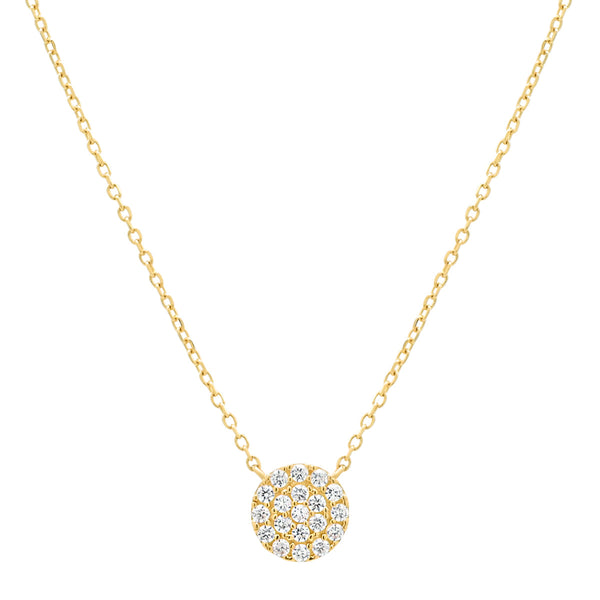 14k Solid Gold CZ Pave Necklace - Yellow Gold - Necklaces - Ofina