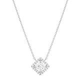 14k Solid Gold CZ Princess Cut Halo Necklace - White Gold - Necklaces - Ofina