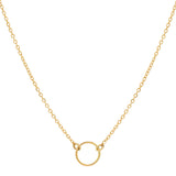 14k Solid Gold Tiny Circle Necklace - - Necklaces - Ofina