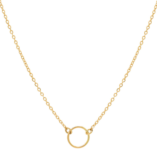 14k Solid Gold Tiny Circle Necklace - - Necklaces - Ofina
