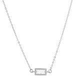 CZ Bezel Emerald Necklace - Silver - Necklaces - Ofina