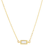 CZ Bezel Emerald Necklace - Gold - Necklaces - Ofina