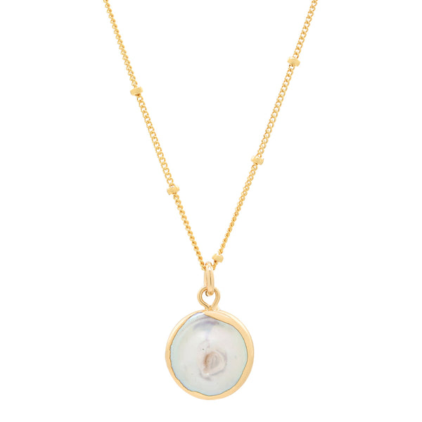 Gold Dipped Pearl Coin Necklace - - Necklaces - Ofina