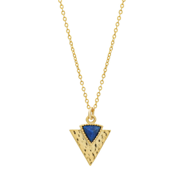 SALE - Lapis Triangle Spear Necklace - - Necklaces - Ofina